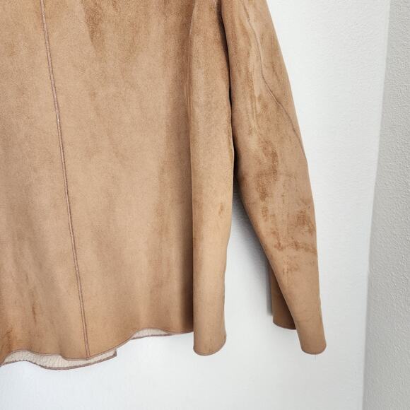 Vintage Jones New York Tan Faux Suede Fur Double Breasted Jacket L - Picture 7 of 8